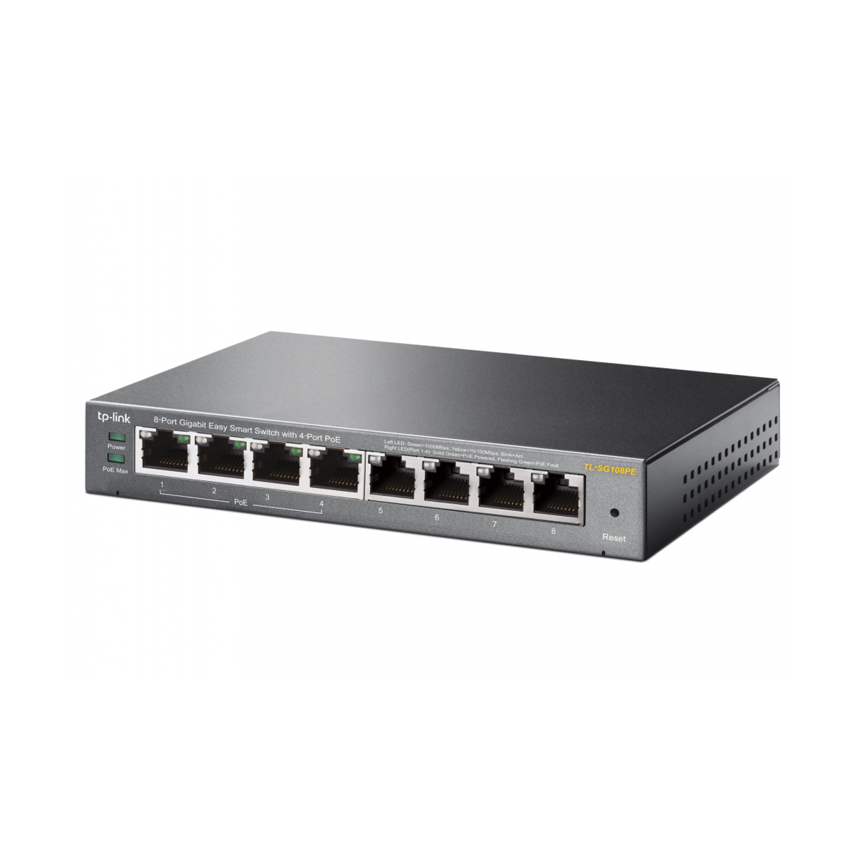 TP-Link TL-SG108PE V2 8-Port 8-Port Gigabit Easy Smart Switch with 4-Port PoE SIDE